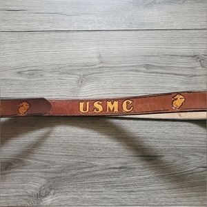 Vintage USMC Leather Brown Belt United States Marine Corps